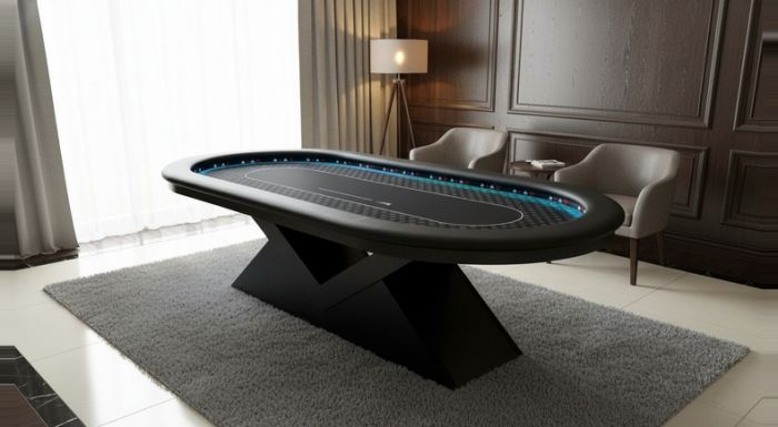 Mesa de Poker Luxo 10 Lugares Coluna V e LED RGB - L25